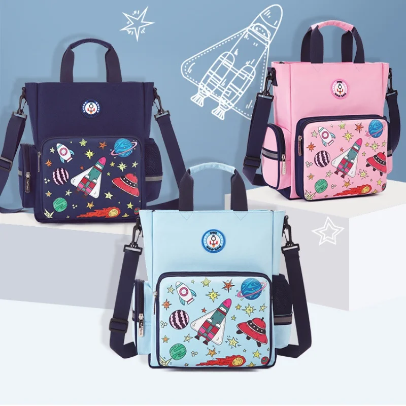 Girls Boys Cartoon Rocket Tutorial Bags New Children Primary School Students Handbag Fashion Kids Reflective Shoulder Bag Hot