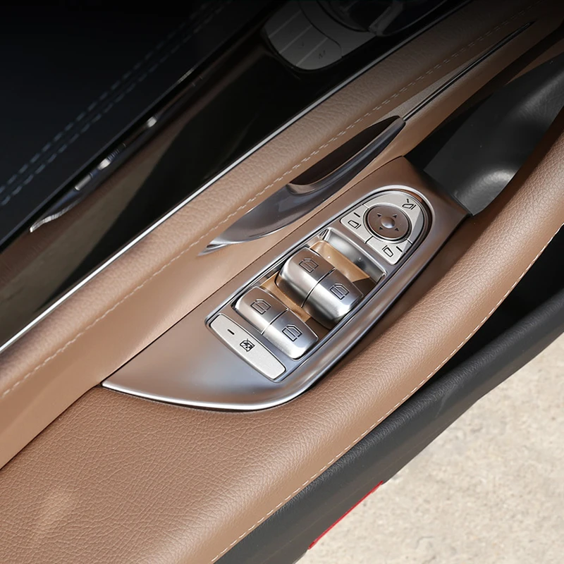 

For Mercedes Benz E Class W213 2016-2021 Car Styling ABS Silver Car Door Window Button Cover Frame Trim Sticker Car Accessories