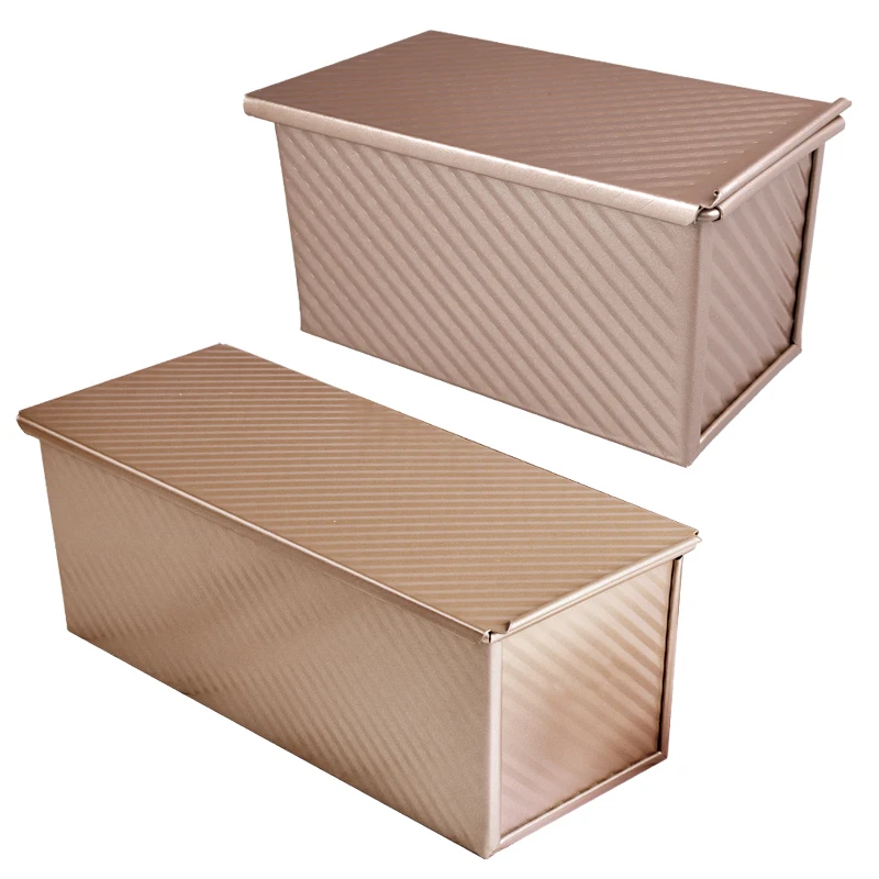 

450g-1000g Pullman Bread Toast Box Loaf Pan Mold With Lid Cover Carbon Steel Corrugated Bakeware Baking Tools For Oven Baking