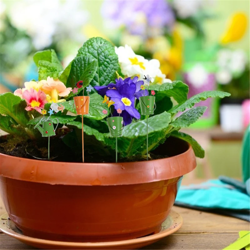 

4pcs Random Style Lovely Garden Ornaments Desktop Decorations Iron Bonsai Toppers For Flowerpot Garden Decor