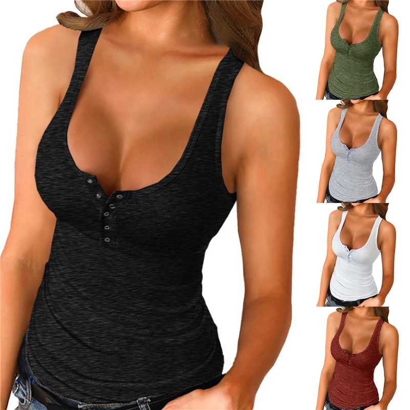 

2022 European and American women's summer new sexy tight-fitting halter knit vest T-shirt women