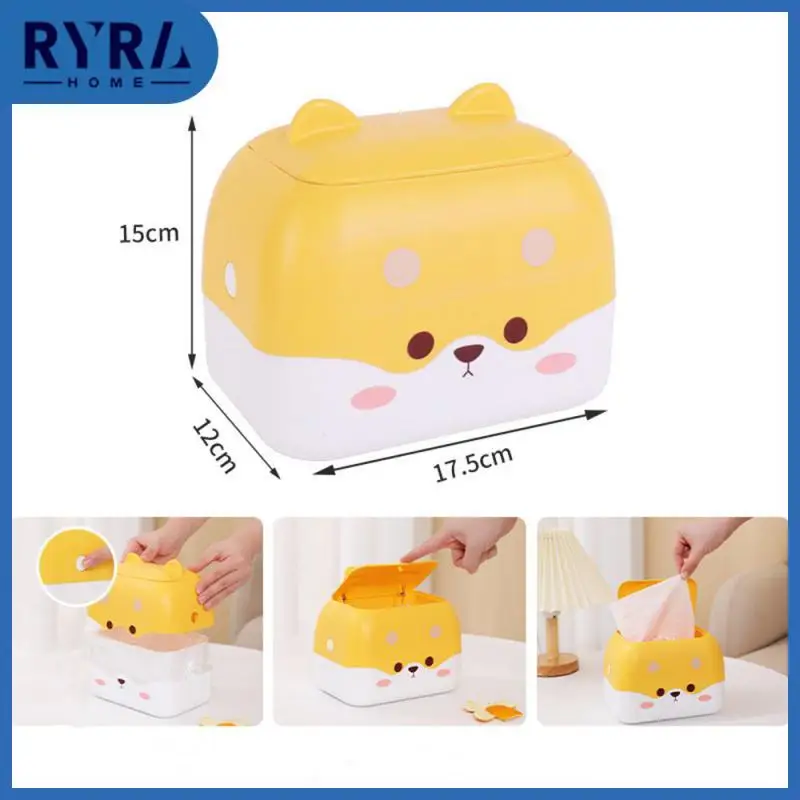 

17.5×12×15cm Tissue Box Cartoon Cheese Dog Storage Box Office Desktop Cute Appearance Desktop Trash Can Waste Bins 1pcs Pp