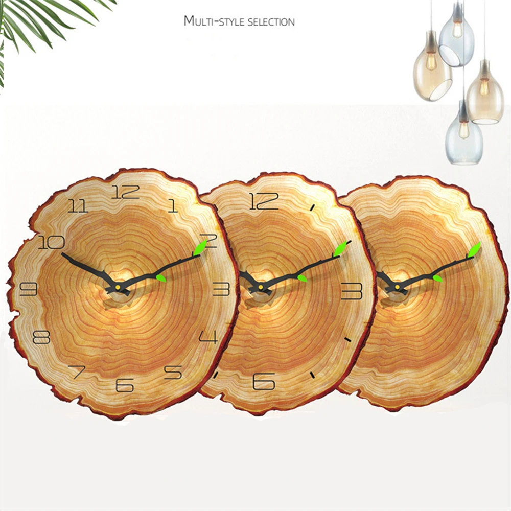 

Настенные часы, домашний декор, деревянные настенные часы с зернистой поверхностью, в скандинавском стиле, простые повседневные часы с коль...