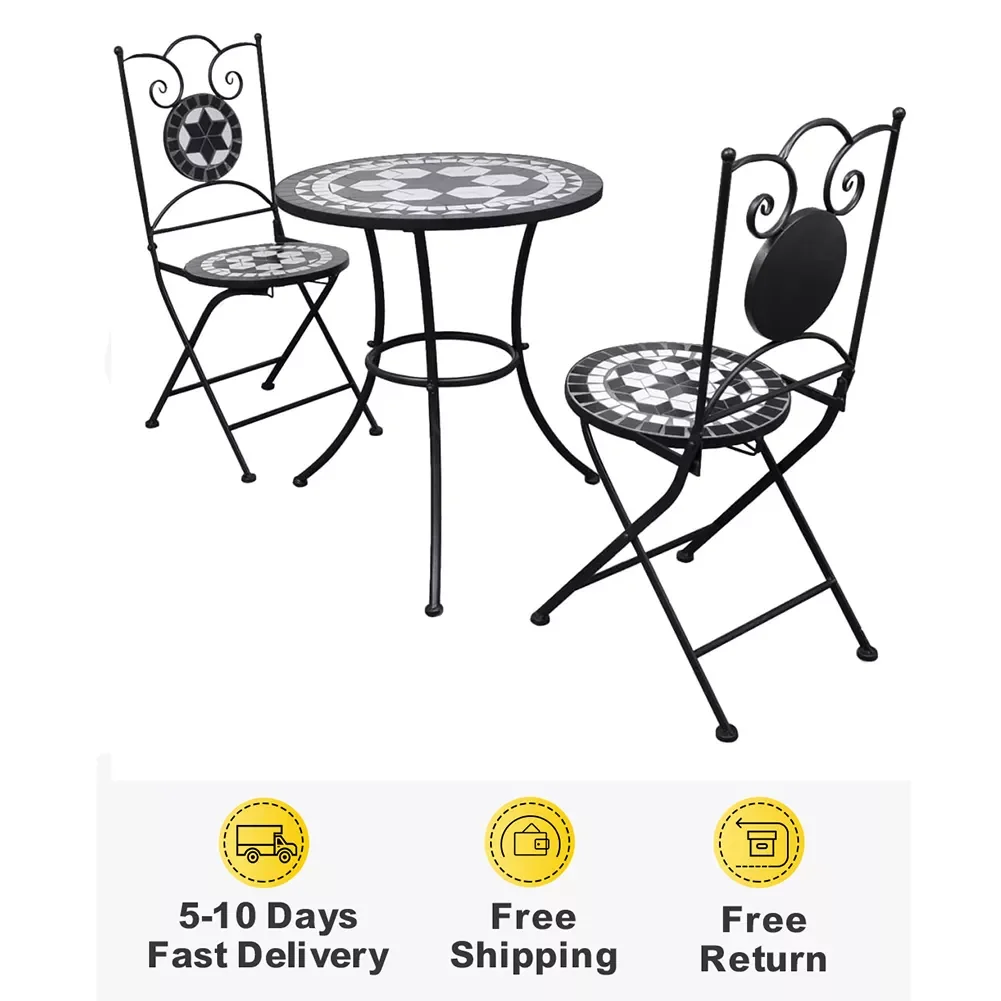 

2023NEW 3 Pieces Garden Furniture Set Outdoor Balcony Set For Garden Patio Balcony Table And Chairs Mosaic Bistro Set Decorativ