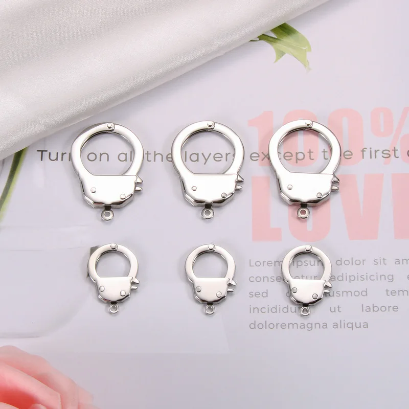 

2pcs Stainless Steel Handcuffs Clasps&Hooks for DIY Bracelet Necklace Making Jewelry Finding