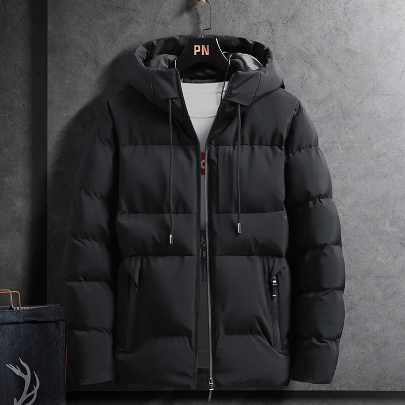 Winter New Men's Thick Coat Cotton Jacket Fashion Autumn and Winter Hooded Warm Coat Short Work Clothes Bread Cotton Coat