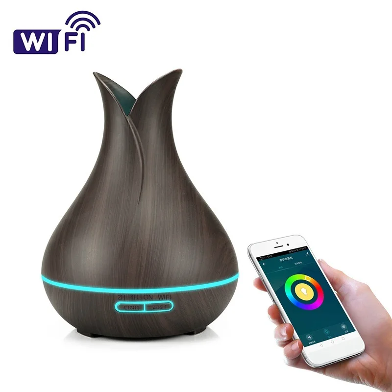 

400ml Aroma Essential Oil Diffuser Ultrasonic Air Humidifier with Wood Grain 7 Colors Changing LED Lights Diffusers Aromatherapy