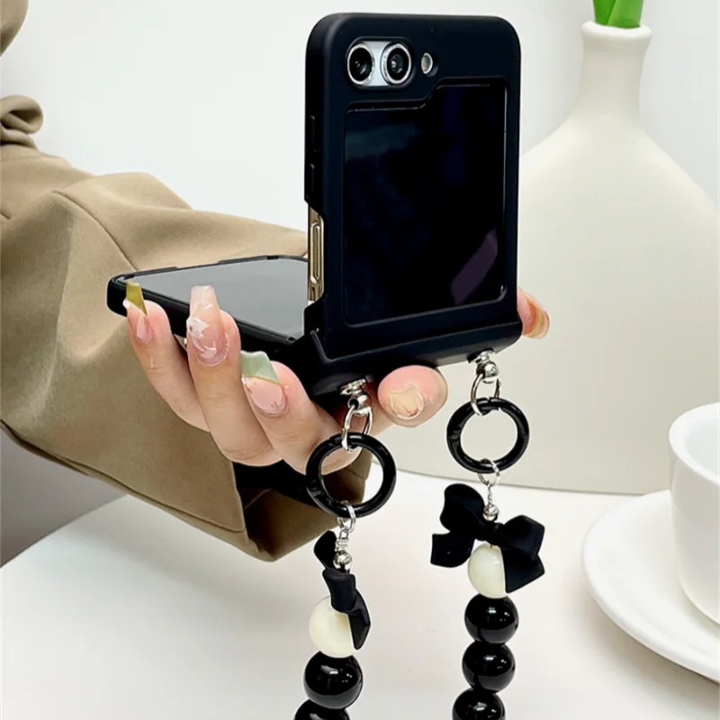 

Чехол для Samsung Galaxy Z Flip5, чехол для Galaxy Z Flip 4 Cover Z Flip3 Capa, корейский чехол с милым сердечком, подставкой, короткой цепочкой и петлями C, чехол для телефона