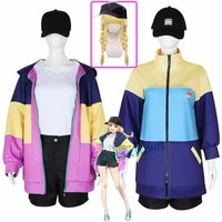 Anime Paripi Koumei Tsukimi Eiko Cosplay Costume Blonde Wig Hooded Jacket Hat Shirt Girls Uniform Outfit Ya Boy Kongming Women