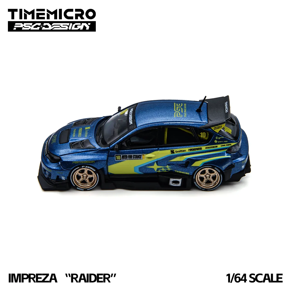 Фото Модель спортивного автомобиля TimeMicro 1:64, сине-желтая, для ралли, из литого сплава, в гоночной ливрее, миниатюрная, для коллекции и декора №3