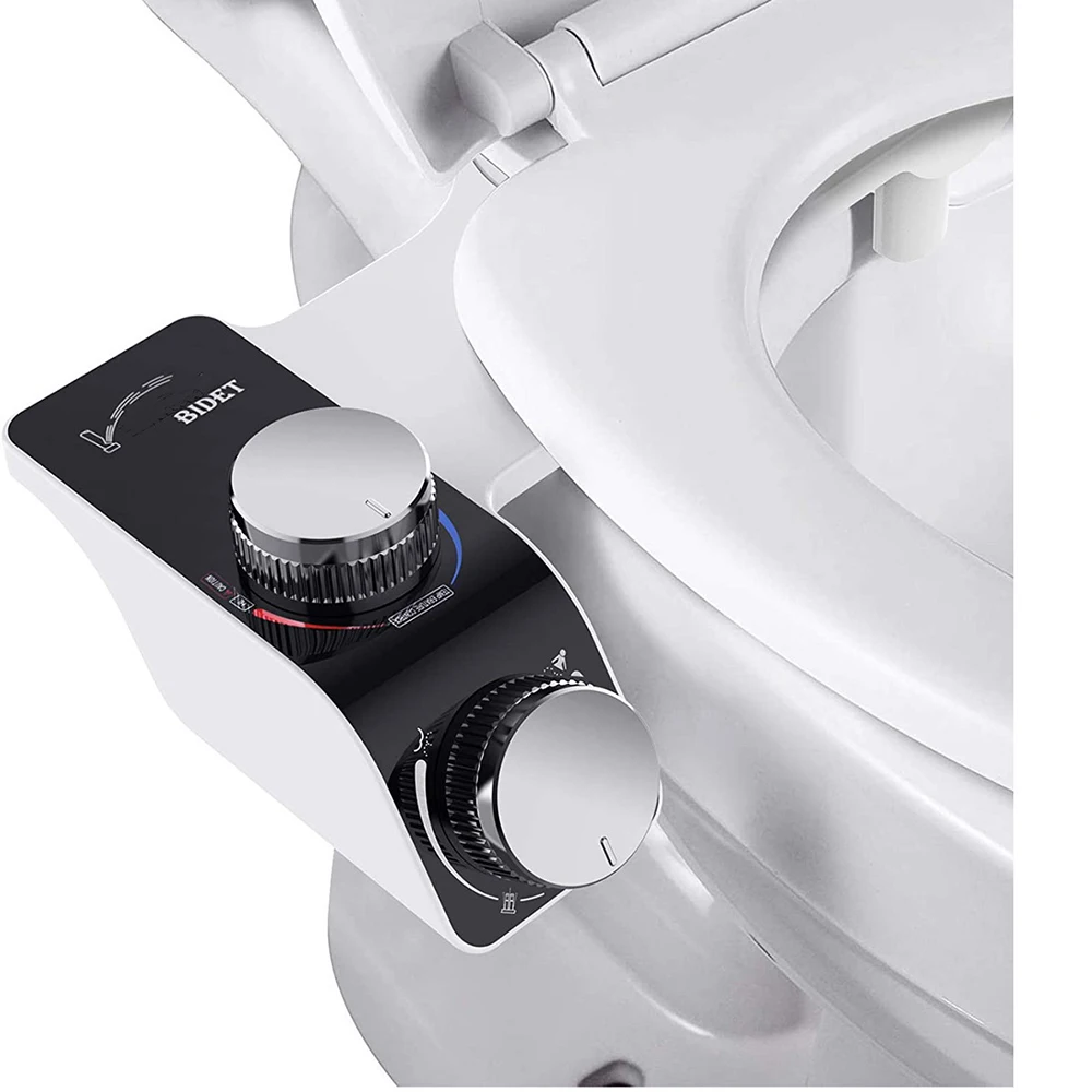 

Bidet Toilet Seat Attachment Non-Electric Self-Cleaning Dual Nozzles Cold and Hot Water Toilet Bidet Self Cleaning