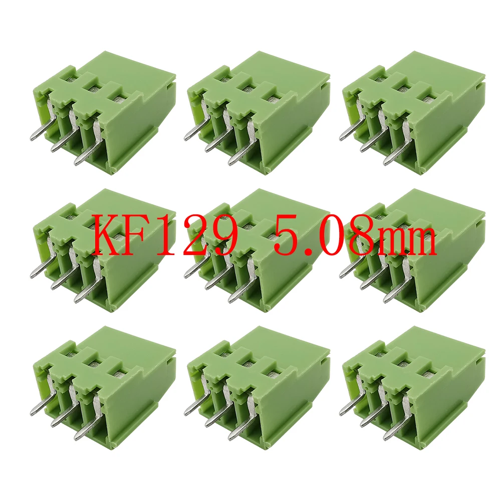 

10Pcs Green Terminals KF129-3P Pitch 5.08mm 3 Pin Straight Needle PCB Screw Terminal Blocks Connector