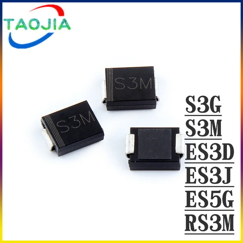 50PCS SMD Быстрый выпрямительный диод S3G S3M RS3M ES5G ES3J 3A 5A 200V 400V 600V DO - 214AB SMC
