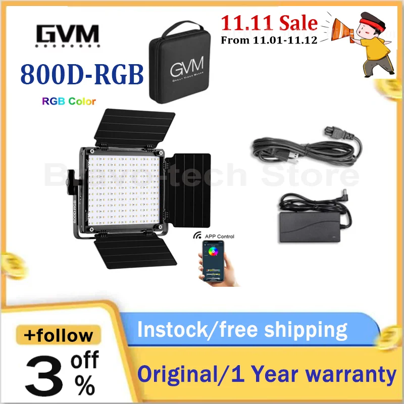 Video Light Gvm RGB LED With Bluetooth Control, 880RS 60W