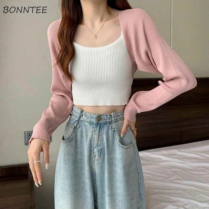 Женские короткие свитера карамельных цветов милые вязаные с открытым стежком