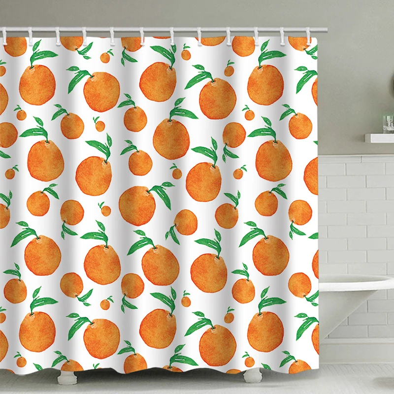 

Оранжевые занавески для ванной комнаты серии Fresh Fruit, занавеска для душа с цифровым принтом, домашнее украшение, санитарная перегородка, Водонепроницаемая Ванная Комната