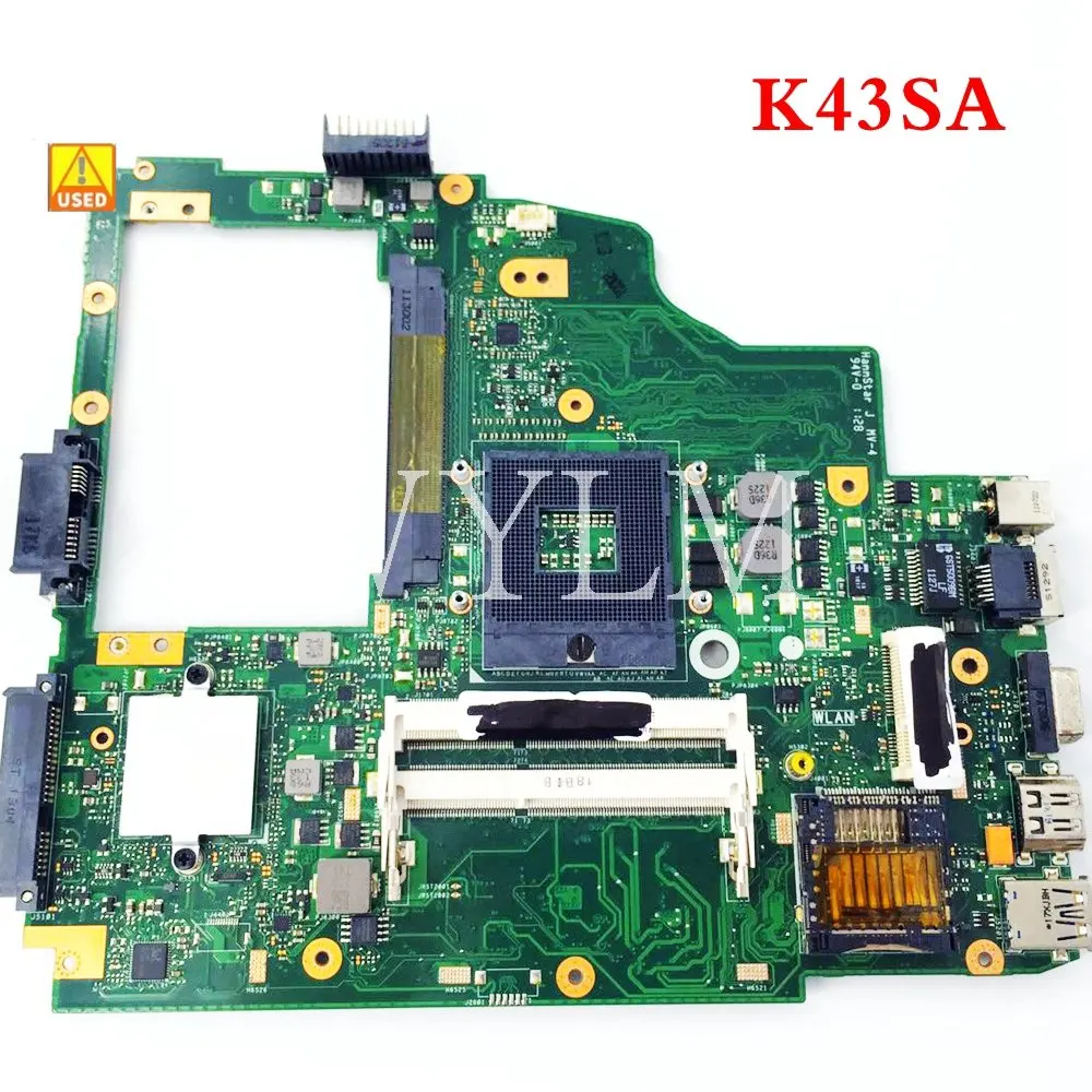 

K43SA HM65 DDR3 Mainboard REV 2.0 For ASUS A43S X43S K43S A43SA Laptop Motherboard MAIN BOARD Working free shipping Used