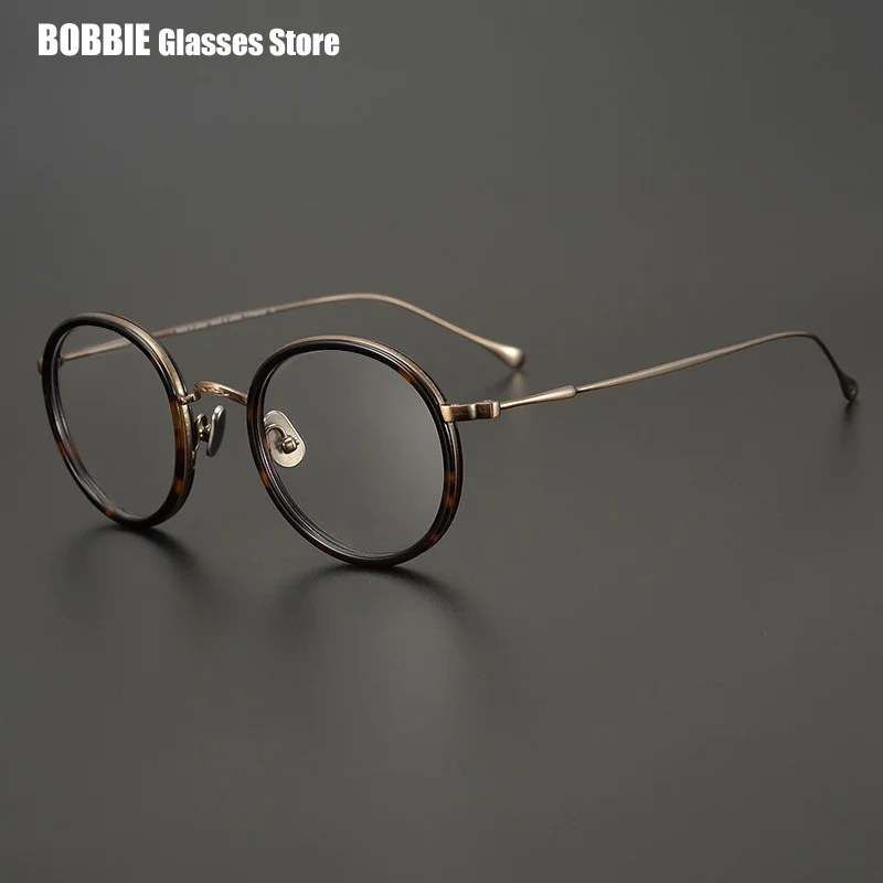 

Japanese Handmade Glasses Frames KMN139 Retro Round Classic Fashion Pure Titanium Men Women Full Frame Myopia Eyeglasses Eyewear