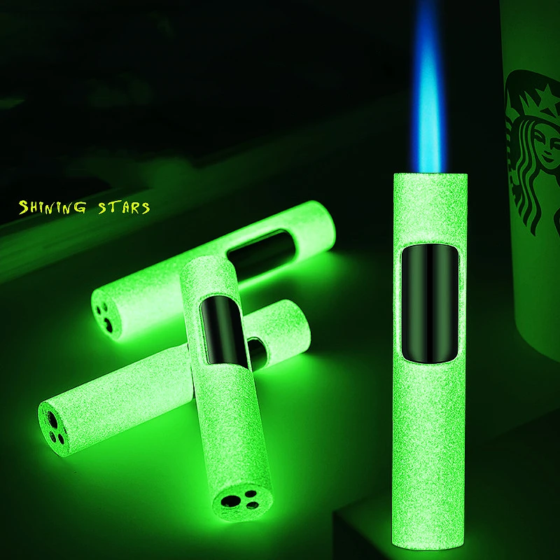 

2022 New Torch Luminous Lighter Jet Cigarette Cigar Accessories Pen Airbrush Butane Refill Metal Windproof Lighter Gadget Gift