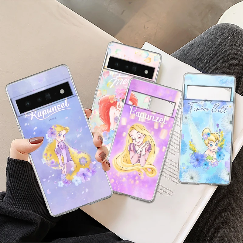 

Disney Princess Rapunzel For Google Pixel 8 7 6 Pro 6a 5 5a 4 4a XL 5G Transparent Phone Case Cover Shell