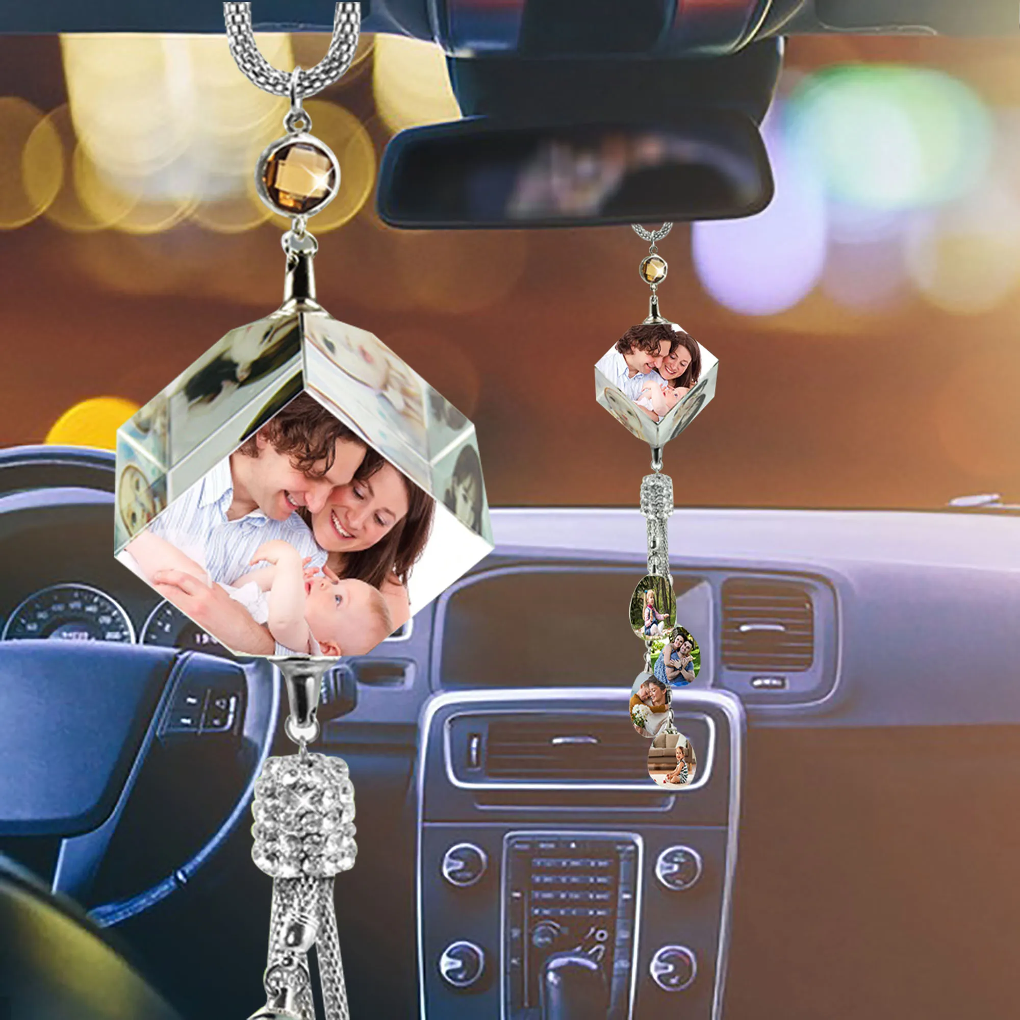 Customizable photoCar Rearview Mirror Pendant Car Interior Modeling Crystal Ball Ornaments Car Decoration Crystal Car Ornaments