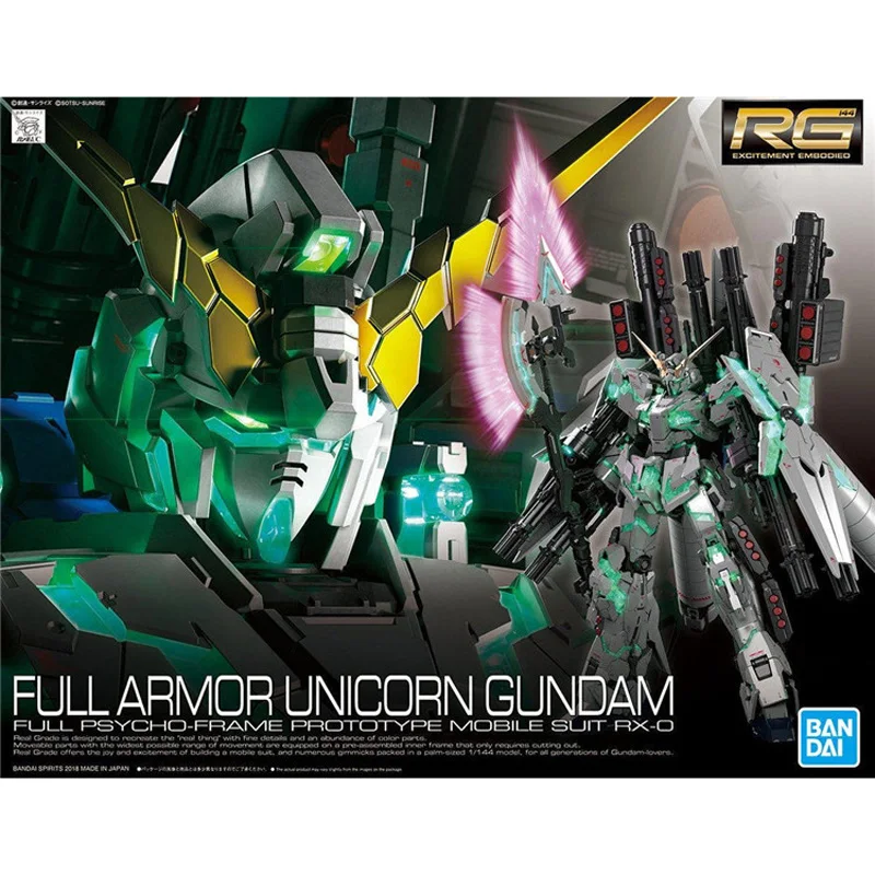 

Original Bandai Gundam Anime Figure RG 1/144 FA RX-0 Full Armor Unicorn Gundam Out of Print Rare Spot Anime Action Figures Toys