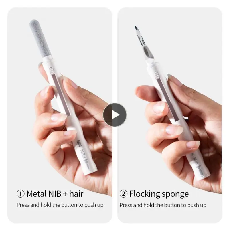 

Белая телескопическая ручка с двойной головкой, безопасный дизайн, инструменты для чистки наушников, многофункциональный набор для чистки детской одежды, Новинка