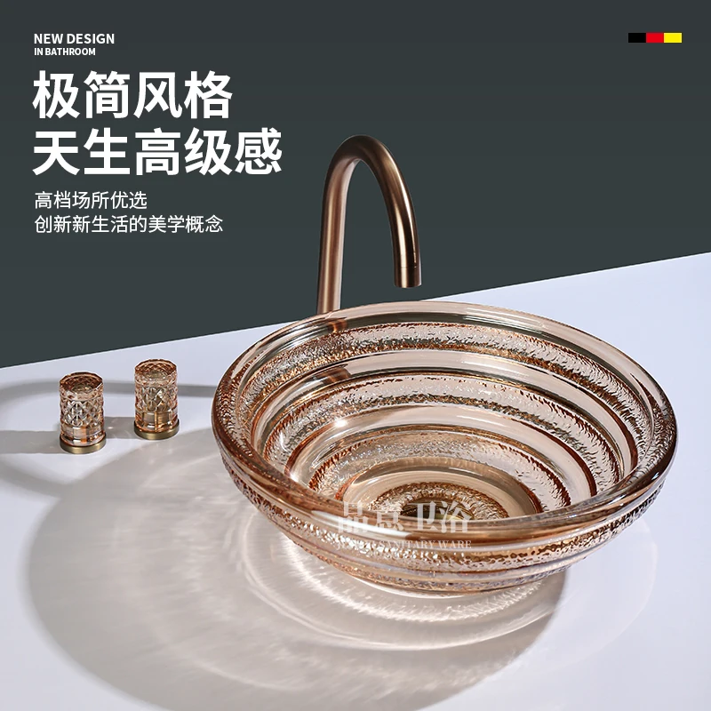 Инновационный модный и простой стиль большой хрустальный настольный умывальник