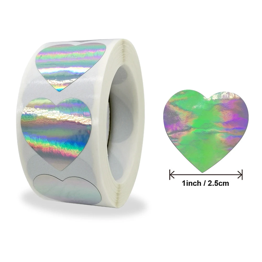 

100-500 pcs Laser Gold Sticker Cute Kids Stationery Stickers Love Heart Shape Labels Game Wedding Home Party Decoration Hot Sale