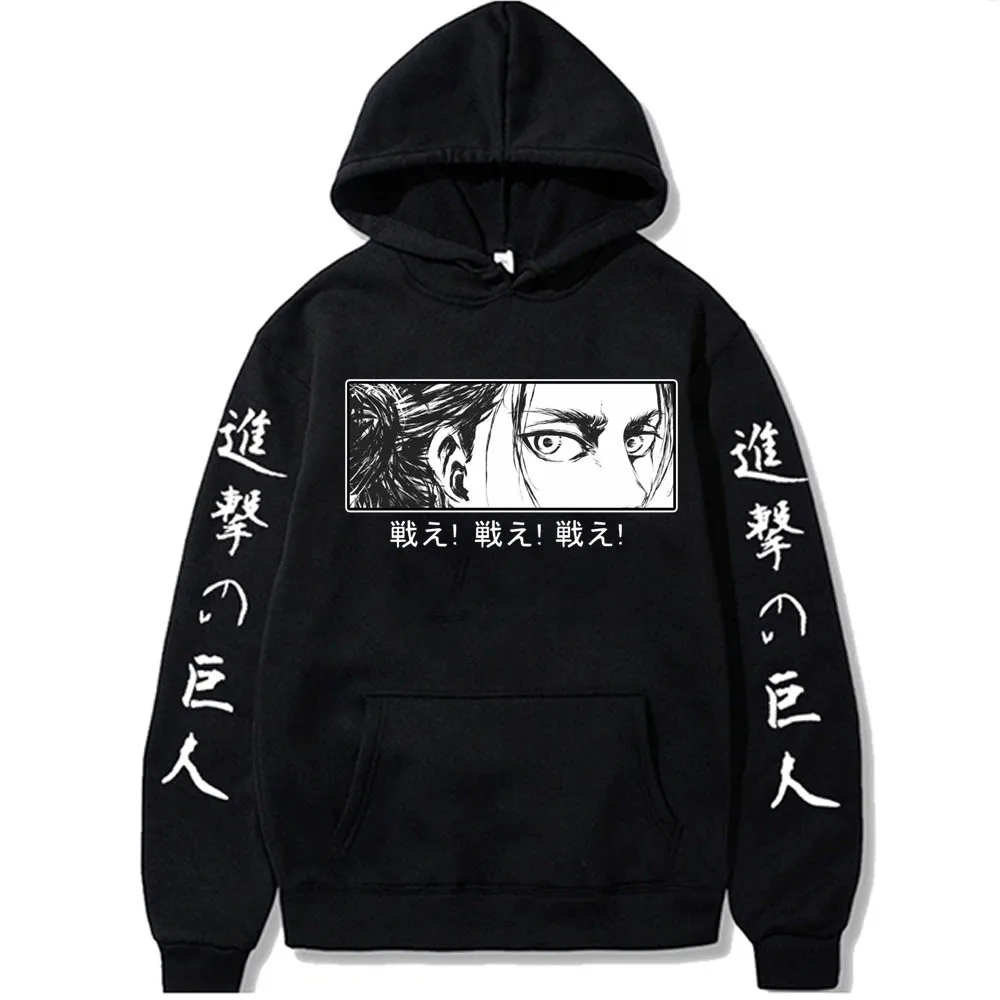 

Hoodie Pria Wanita Streetwear Pullovers Attack On Titan Anime Eren Yeager Eyes Sweatshirt Hoody