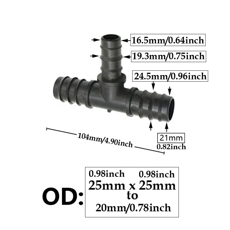

Соединительный тройник с редуктором, пластиковый штуцер для шланга, прямой ПЭ трубы, 8 форм, с крючком-пряжкой, от 25 мм до 16 мм 20 мм
