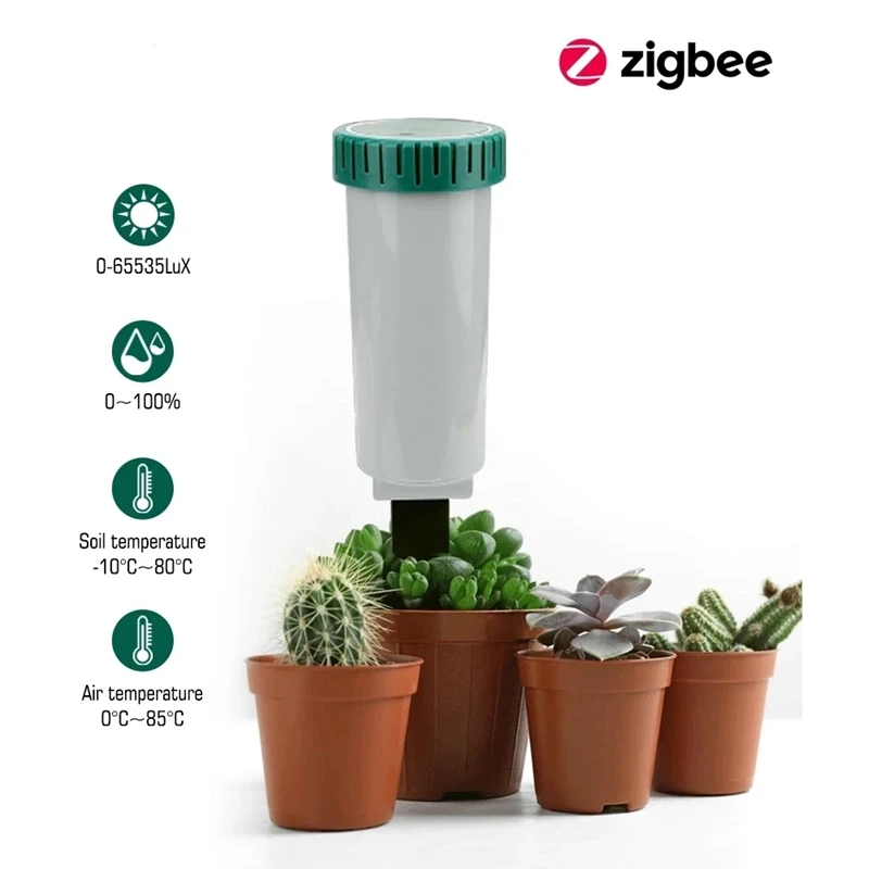 Умный тестер почвы Zigbee 4 в 1 измеритель солнечного света/температуры/влажности