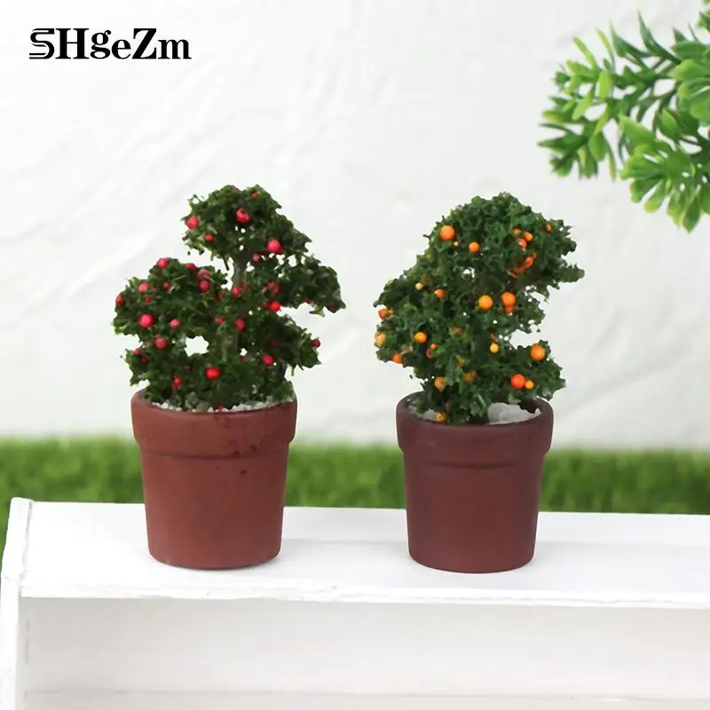 

1/12 Potted Tangerine Tree Plant Miniature Fairy Garden Plants Fruit Trees Plants Dollhouse Miniature Accessory