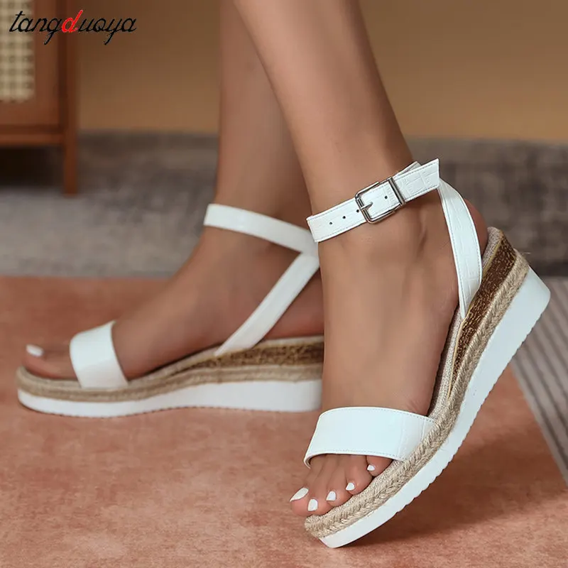 

Women's Ankle Strap Platform Sandals Casual Espadrilles Wedge Shoes for Women Summer 2023 Fashion Weave Non-Slip Sandalias Mujer