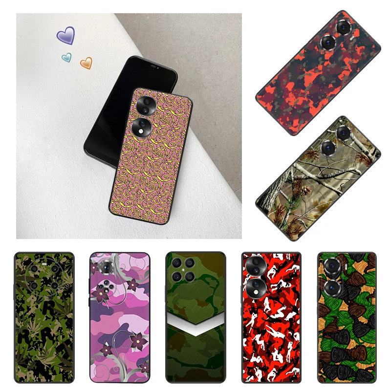 

Matte Phone Case for Honor Play 6T 6C 9A X9 X8 X7 X6 X40 70 60 50 Lite 20 Magic4 Pro 30 8X Camouflage Army Camo Shockproof Cover
