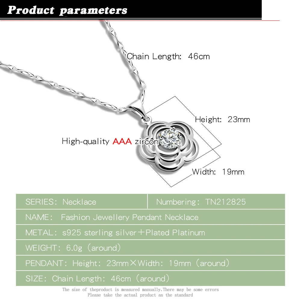 Цепочка с подвеской в виде цветка для мужчин и женщин из серебра 925 пробы