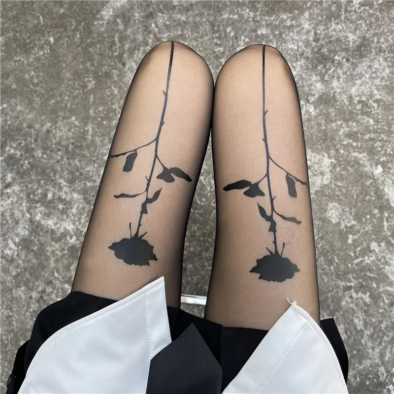 

Sexy Stockings Rose Flower Silk Stockings Female Sense Thin Style Arbitrary Cut Pantyhose Anti Hook Silk Pure Desire Black Silk