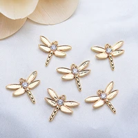 4pcs 24k gold color brass crystal dragonfly charms pendants for jewelry making diy earrings necklaces handmade accessories