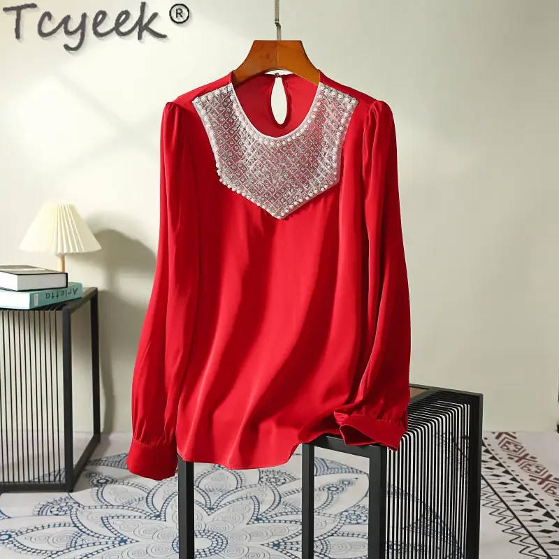 

Блузка Tcyeek женская из тяжелого шелка, Ранняя весна 95%