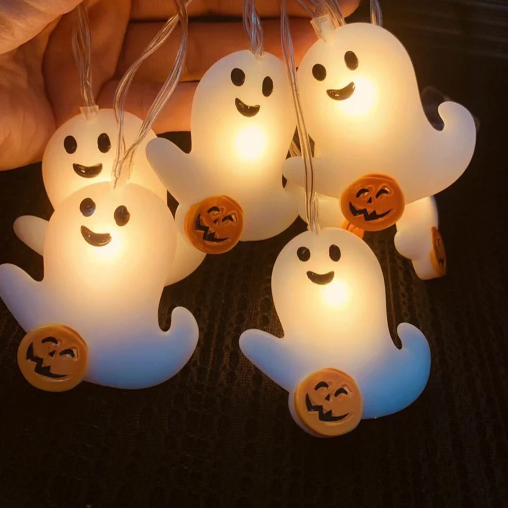

Halloween Ghost String Lamp Festive Atmosphere Pumpkin Ghost String Lights Realistic Shapes Easy Use for Home Holiday Part Decor