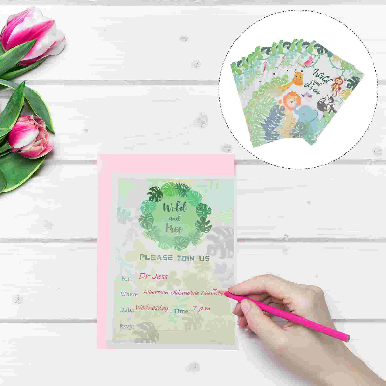 

Invitations Birthday Party Animal Invitation Baby Shower Jungle Celebration Happy Supplies Dinner Children Luau Request Wild