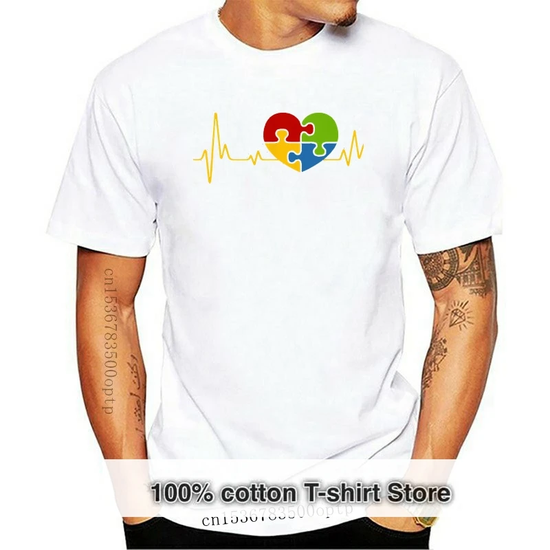 

Новинка 2019, Мужская футболка, мужские Летние Стильные футболки с изображением пульса и аутизма, повседневные футболки