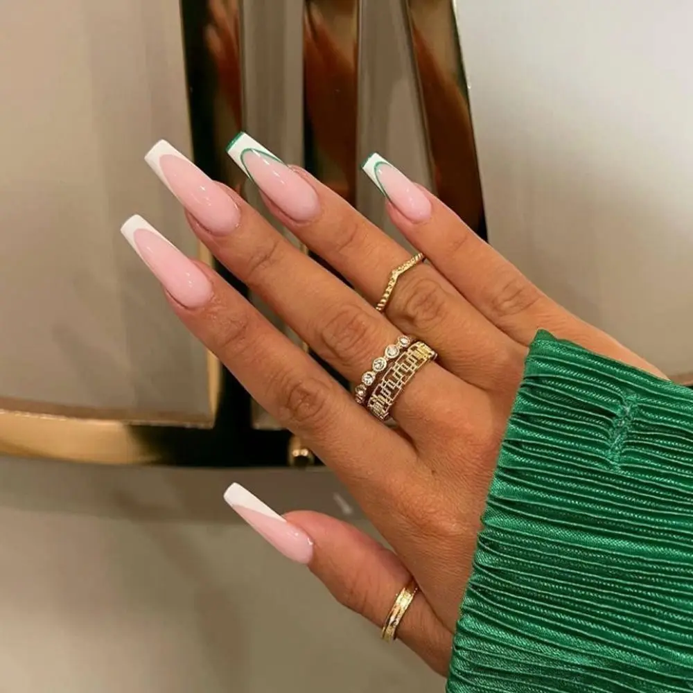 

24pcs Manicure Coffin DIY Full Cover Fake Nails French Ballerina Long