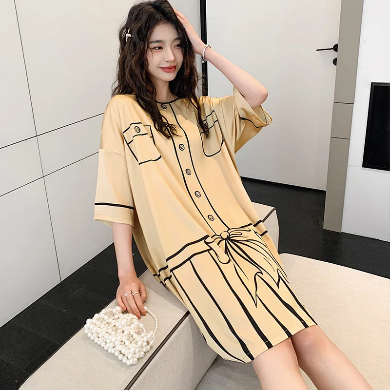 Roseheart Women Fashion Black White Sexy Sleepwear Faux Silk Nightwear Homewear Nightgown Female Sleep Gown Night Dress