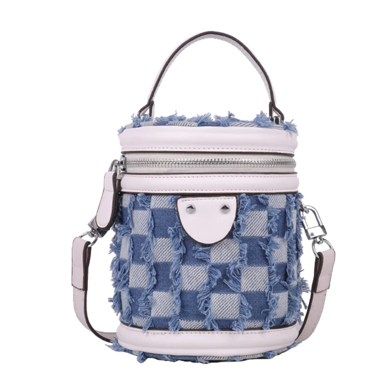 

Tote Barrel Shaped Bag 2022 Summer Fashion New High-quality Denim Women's Designer Handbag Shoulder Messenger Bag