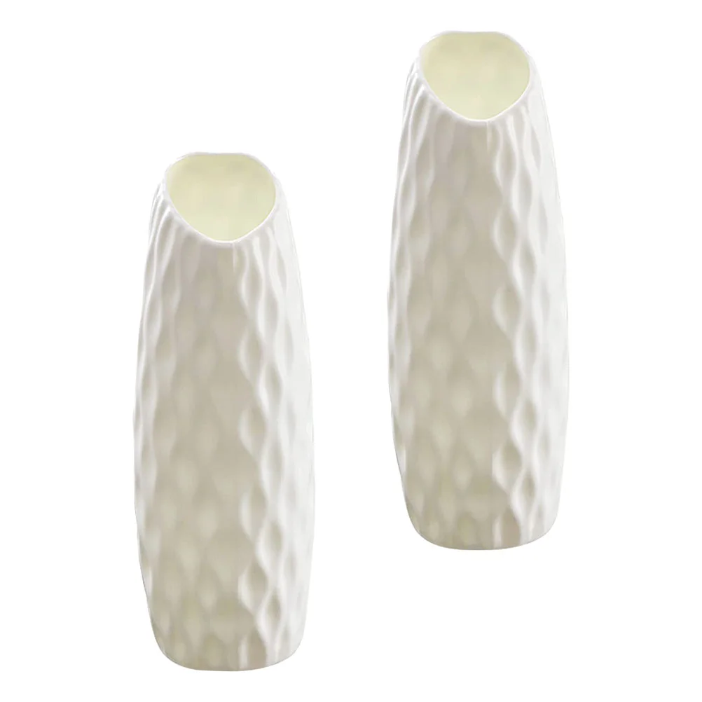 

2 Pcs Wedding Centerpieces Tables Decorative Pot Decorate Simple Flower Vase White Plastic Party Decoration Office