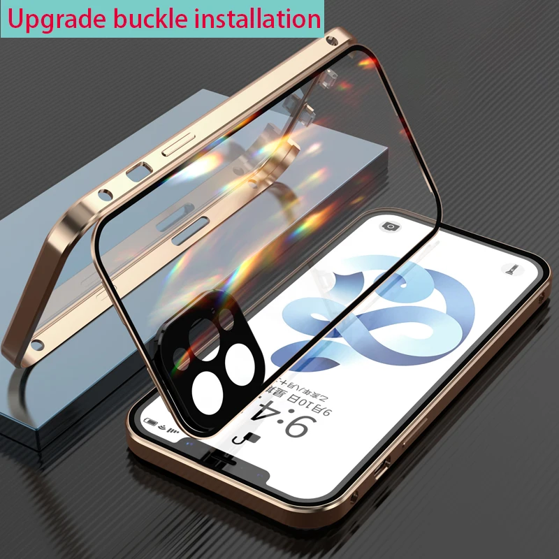 

Metal Camera Protection For iPhone 11 Pro Max X XR Case Safety Locks Double-Sided Glass Fundas Bumper Coque Phone Cover Clear