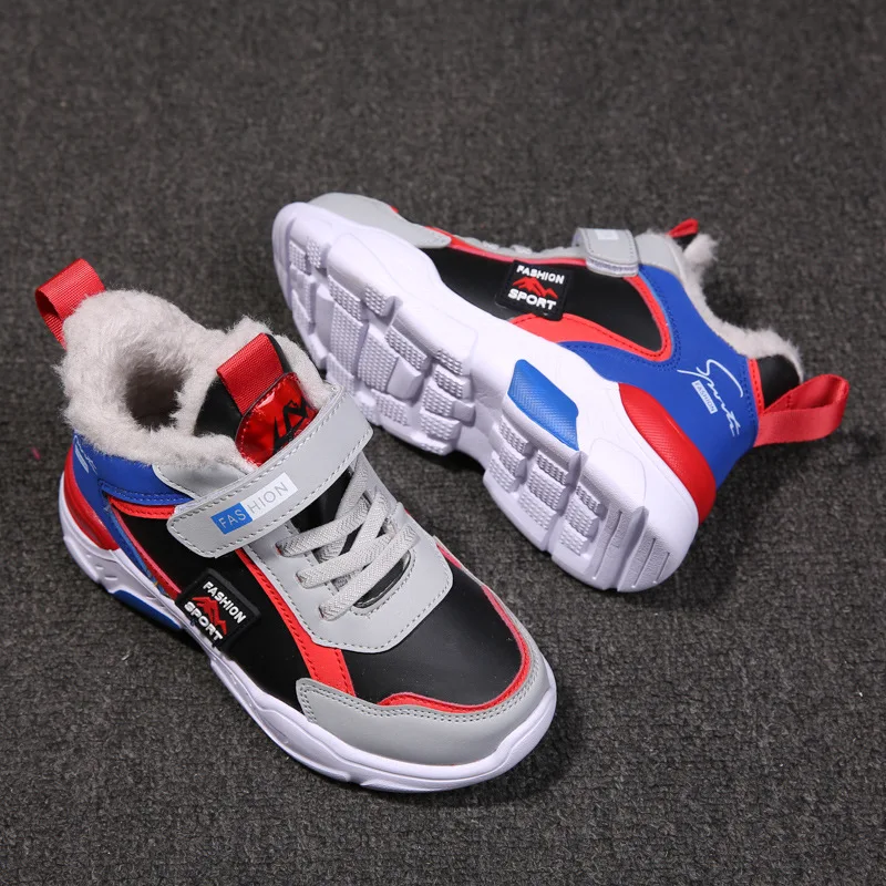 Winter shoes for boy Casual Kids warm Sneakers Leather Sport Children snow fleece Sneakers