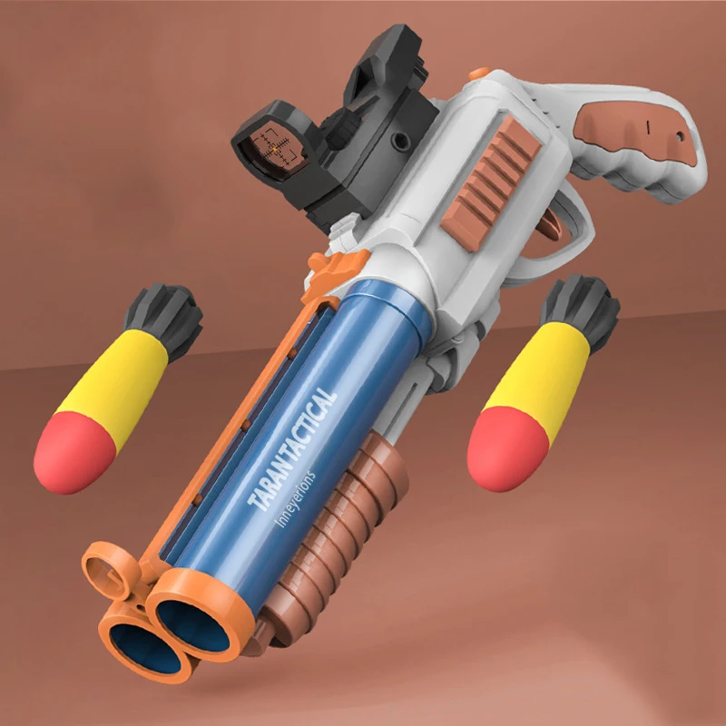 

Children's two-shot soft bullet gun boy mortar sound effect double sponge can be single and double-shot Rifle double-barreled
