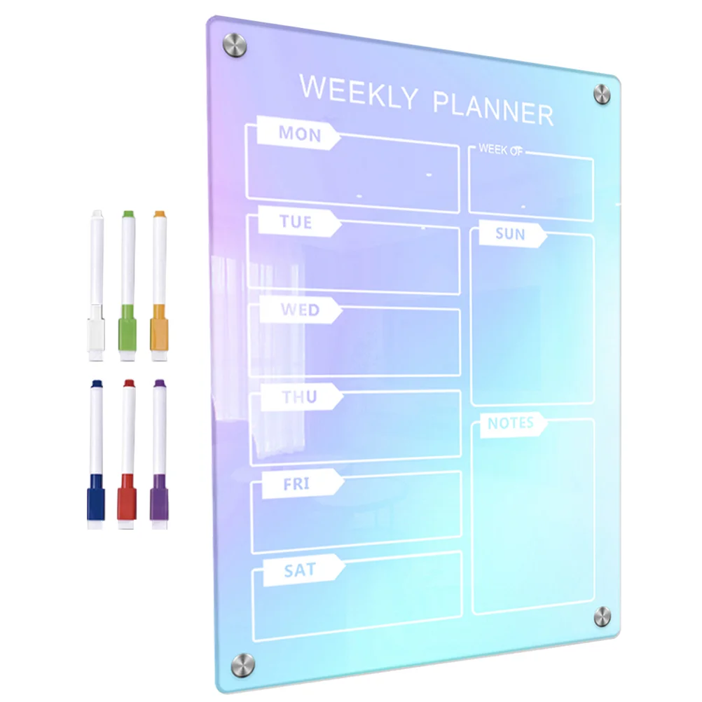 

Colored Magnetic Calendar Decorative Planner Board Weekly Fridge Dry Erase Refrigerator Acrylic